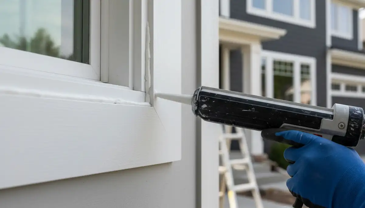 Professional caulking and sealing on Jacksonville FL home exterior by expert house painters