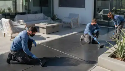 Professional concrete staining on outdoor patio in Jacksonville FL by expert house painters