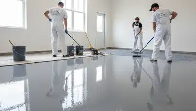Epoxy garage floor coating by professional house painters in Jacksonville, FL for durable finish