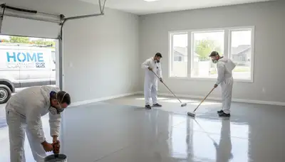 Epoxy floor coating in Jacksonville FL garage by professional house painters for durable finish