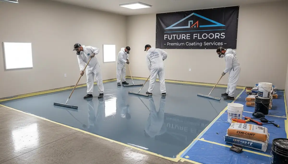 Epoxy garage floor coating in Jacksonville FL with glossy durable finish by local painting pros