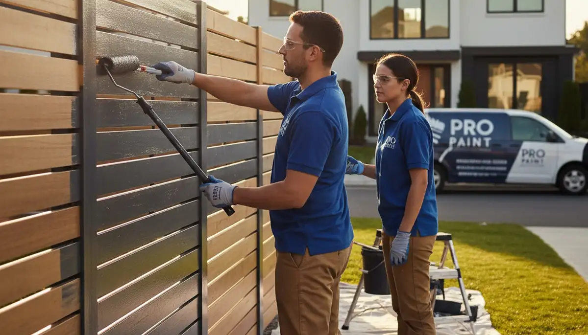 Professional fence painting in Jacksonville FL by expert house painters protecting wood from sun and salt air