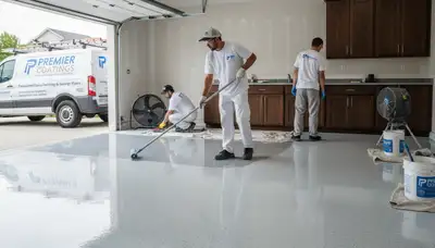 Epoxy garage floor coating by professional house painters in Jacksonville, FL