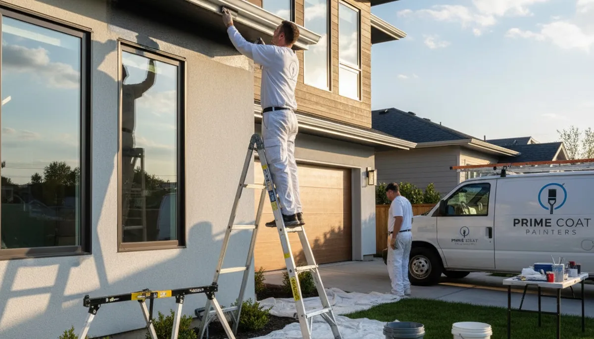 Professional gutter painting on a Jacksonville FL home by expert house painters