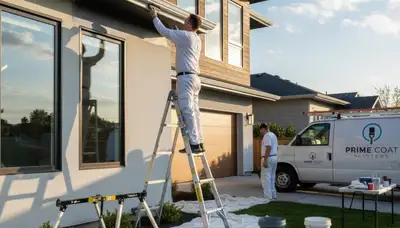 Professional gutter painting on a Jacksonville FL home by expert house painters