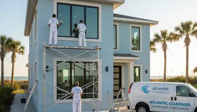 Professional house painters working on exterior home in Jacksonville, FL