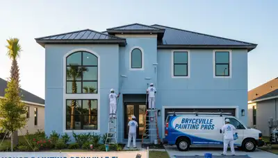 Professional house painters working on residential exterior in Jacksonville FL