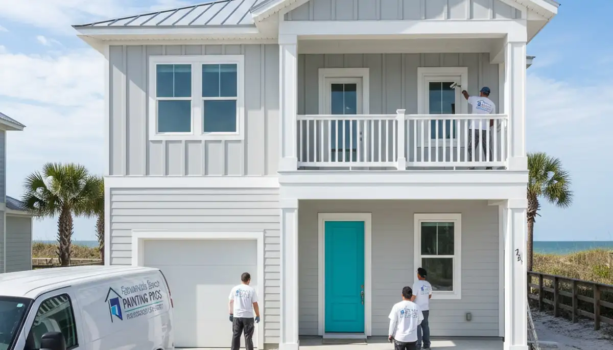 Professional house painters working on exterior home repaint in Jacksonville FL