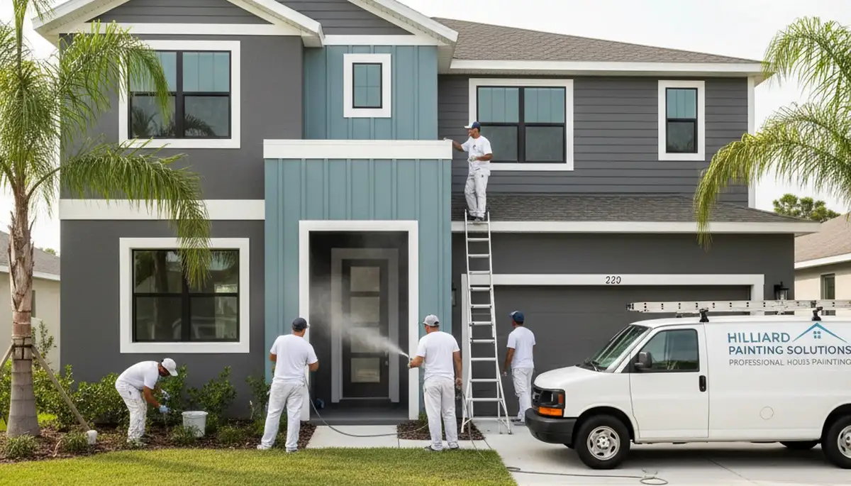 Professional house painters working on residential exterior in Jacksonville, FL
