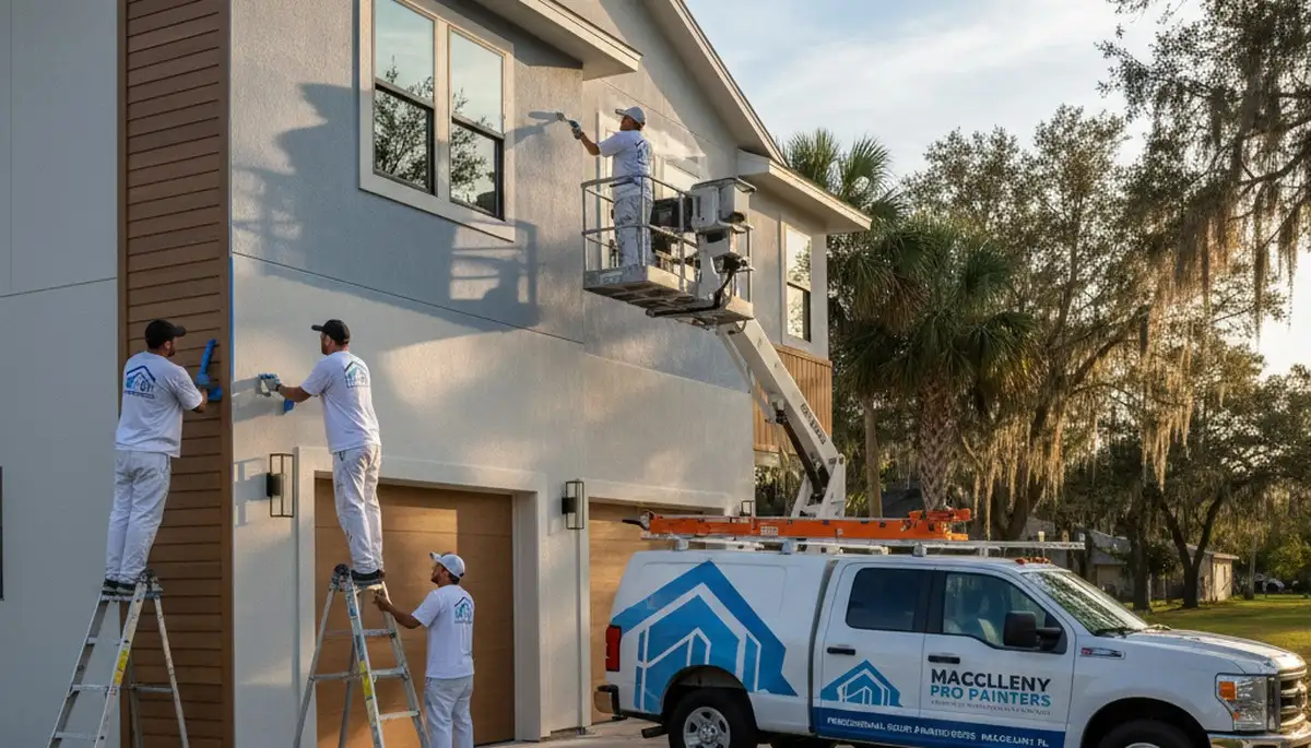 Professional house painters working on a residential exterior in Jacksonville, FL