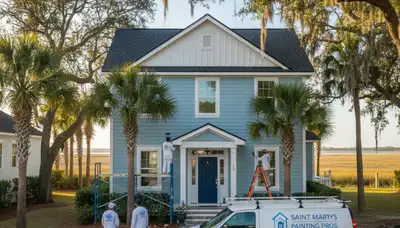 Professional house painters working on residential exterior in Jacksonville, FL