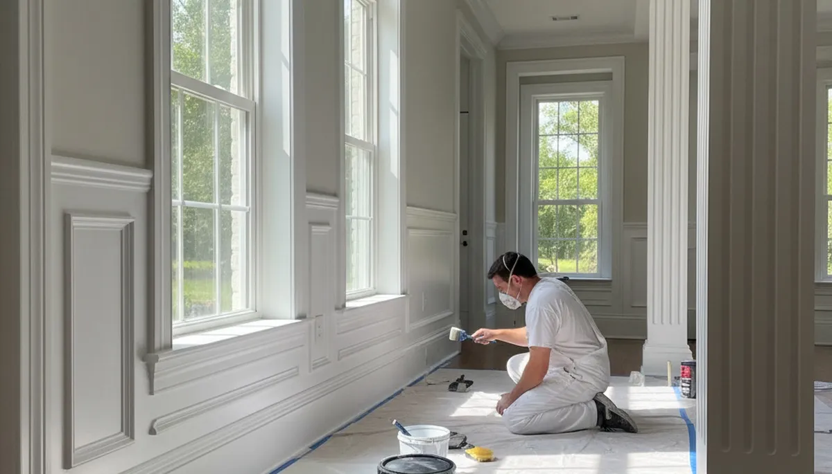 Professional interior trim painting with crisp lines and detailed finish in a Jacksonville, FL home