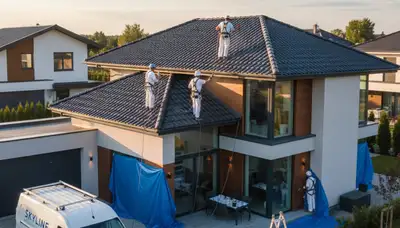 Professional roof painters applying weather-resistant coatings in Jacksonville, FL