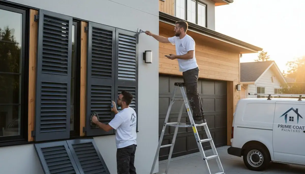 Professional shutter painting on Jacksonville FL home exterior by expert house painters
