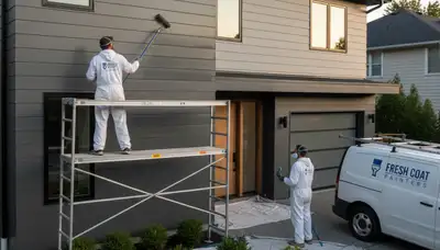Professional siding painting on coastal home in Jacksonville, FL by expert house painters