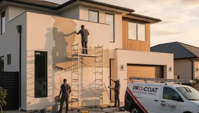 Professional stucco repair on Jacksonville FL home exterior by local house painting experts