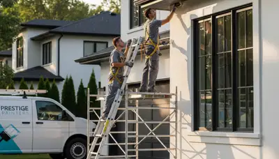 Professional trim and fascia painting on coastal home in Jacksonville, FL by expert house painters
