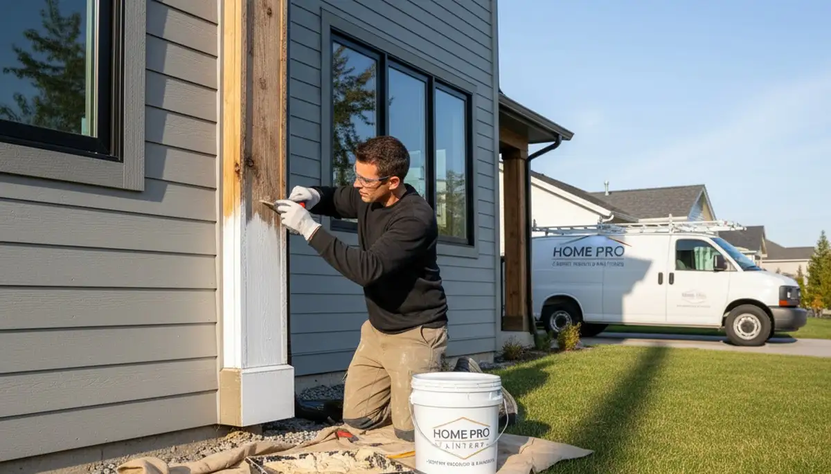 Professional wood rot repair by house painters in Jacksonville, FL restoring damaged exterior wood